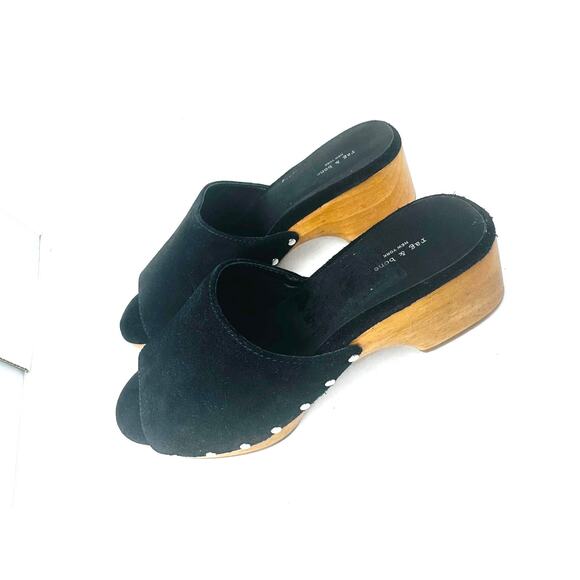 rag & bone Women's Black Mara Slip On Studded Platform High Heel Clogs size 7 - Picture 9 of 9